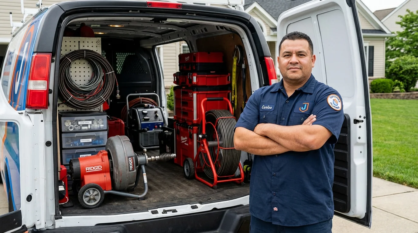 Professional drain cleaning equipment and Johns Plumbing LLC plumber in Monon