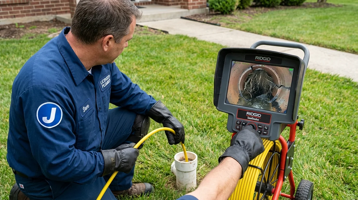 Sewer camera inspection being performed by Johns Plumbing LLC in Monon
